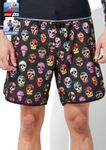 [69SLAM] Men's Hibiscus Skull Medium Board Short (Bottom) 30% OFF, Men's Swimwear, Beachwear, Short Pants, Swimming Trunks
